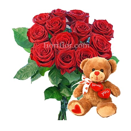 Orso di rose rosse