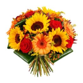 Bouquet girasoli e rose rosse