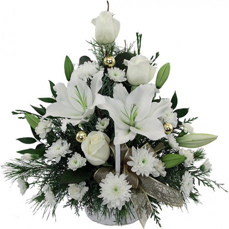 Mazzo di fiori bianchi per natale invio online