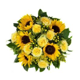 Siesta Estiva - Bouquet con girasoli e rose gialle