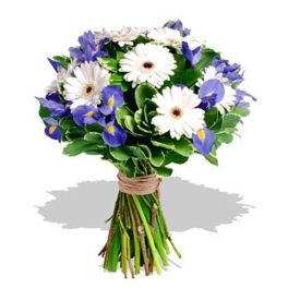 Bouquet di Iris e Gerbere Bianche