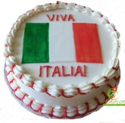 torta fresca forza italia con bandiera tricolore