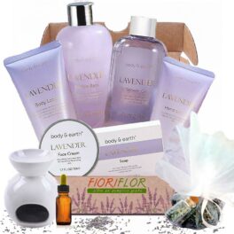 confezione in scatola con prodotti alla lavanda