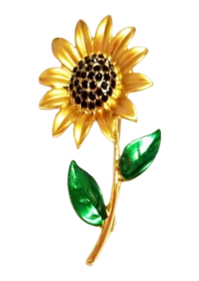 Spilla A Forma Di Girasole Con Cristalli Per Donna - Gioiello Moda Floreale Giallo Per Abiti, Cappotti E Cappelli - Regalo Idea