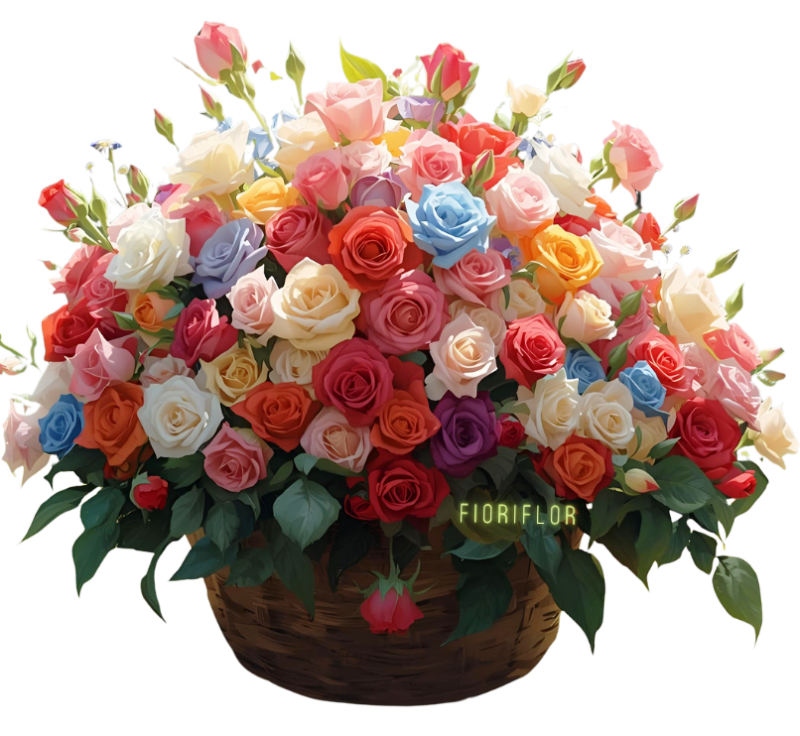 cesto 100 rose miste colorate
